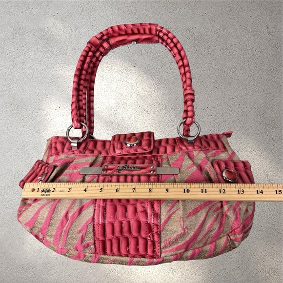 Guess Zebra Print Canvas Y2k‎ Shoulder Bag Purse Pink Animal Print Vintage - Picture 7 of 8